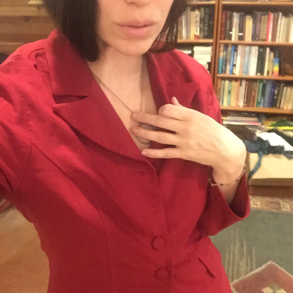 Mid-length Red Blazer - Picture 7 of 7